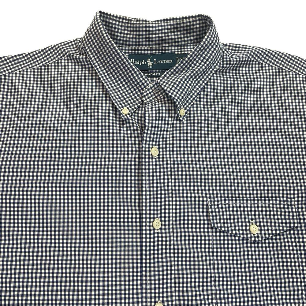 Ralph Lauren Button Down Shirt Men's XL Blue and White Gingham Check All Cotton